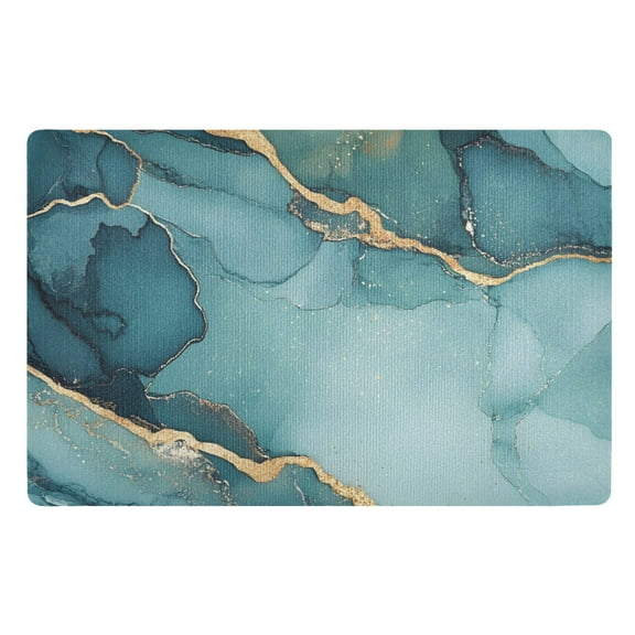 Teal Abstract Design Floor Door Mat Outdoor Indoor for Home Entrance Welcome Mats 32"x20"