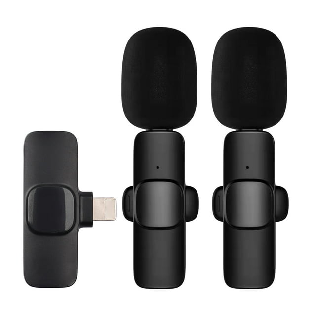 Mistaha Mini Microphone Cravate Sans Fil à Pince Micro Omnidirectionnel 2 Émetteurs 1 Récepteur avec Cache-Vent