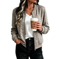 thumbnail image 5 of Zijinkuiwen Women Leopard Print Bomber Jacket Zip Up Long Sleeve Ribbed Cuffs Outerwear for Casual Daily Wear, 5 of 9