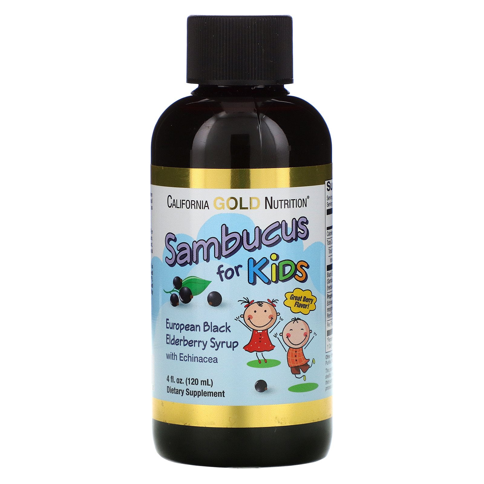 California Gold Nutrition Sambucus for Kids, European Black Elderberry