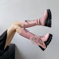 thumbnail image 4 of SACFOF Women Platform Punk Goth Mid Calf Boots Chunky High Heel Side Zip Butterfly Wings Knee High Motorcycle Combat Booties, 4 of 6