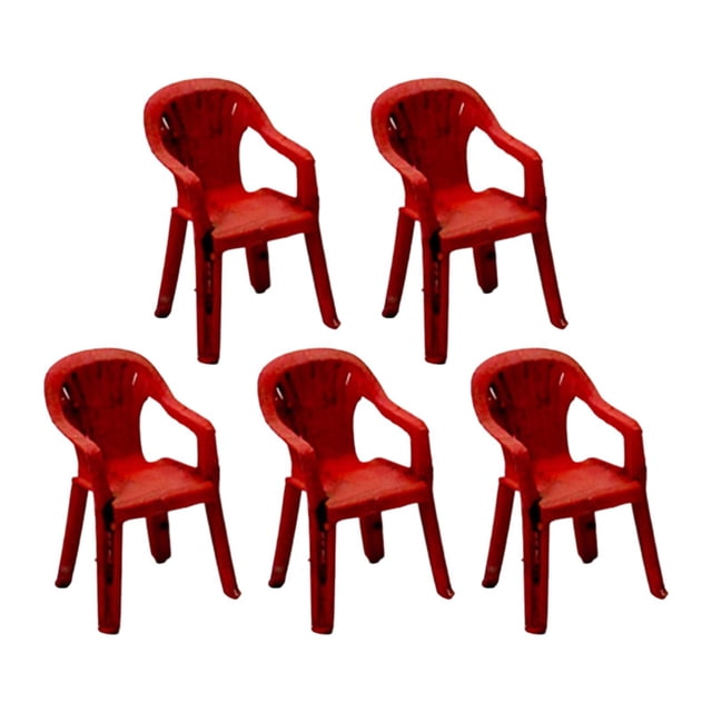 TISHITA 5 Pcs 1/64 Chaises de Diorama de Garage Ornements Simulation Mobilier d'Atelier Auto Rouge