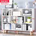 thumbnail image 5 of IOTXY Simple Bookcase with Legs - 3 Tier 10 Cubes Freestanding Low Display Cabinet, Warm White, 5 of 8
