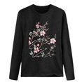 thumbnail image 4 of Pompotops Femmes Imprimé Décontracté Col Rond Manches Longues T-shirt Tops Blouse, 4 of 7