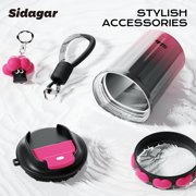 Sidagar 12 oz Cute Insulated Coffee Mug with Leak-Resistant Lid, Stainless Steel Coffee Cup, Dark Pink Heart Pattern