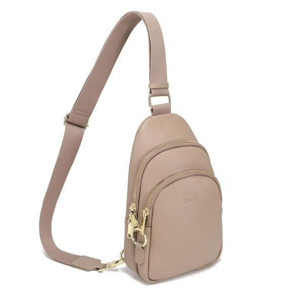 Bandolera INICAT de piel caqui para mujer