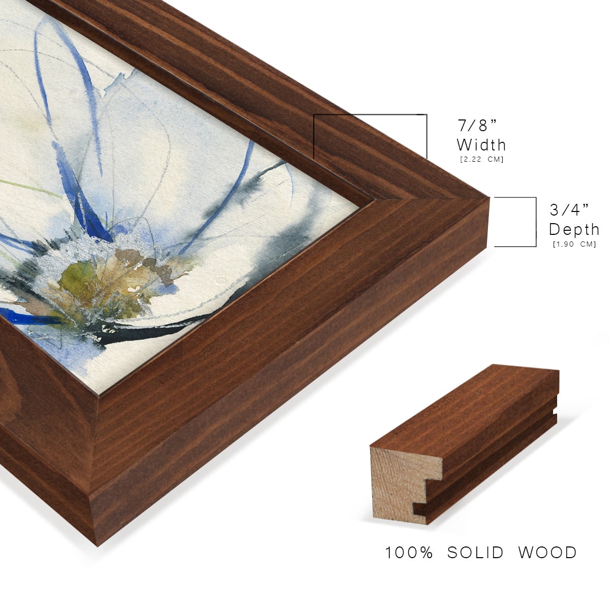 Cobalt & Paynes Petals II - Framed Print w/glass - Chestnut