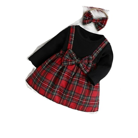 

Cute Plaid Print Round Neck A Line Long Sleeve Multicolor Baby Dresses (Baby s)