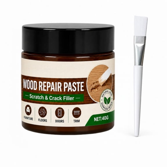 Brown Wood Repair Paste for Furniture and Floor with Brush for Minor Scratches and Scuffs, Quick Touch-Up Paste for Tables, Cabinets, Doors and Wood Surfaces