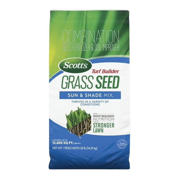 Scotts Turf Builder Grass Seed Sun and Shade Mix, With Fertilizer, 32 lbs.
