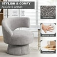 thumbnail image 5 of Tabaray Round Swivel Chair,Modern Accent Chair,Wide Barrel Chair,Fuzzy Teddy Upholstered Armchair for Living Room,Bedroom,Office,Waiting Room (Light Grey), 5 of 9