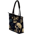 thumbnail image 3 of Skull Stylish Canvas Leather Mix Handbag for Women | Twill Sponge Jeanette Material | 30x10.5x39cm Size | Fashionable Tote Bag for Everyday Use, 3 of 5