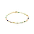thumbnail image 1 of 10 Inch Multi-Color Crystal & Gold Plated Brass Anklet Bracelet, 1 of 6