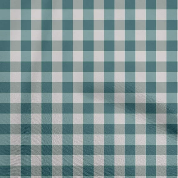 oneOone Cotton Silk Teal Green Fabric Check Dress Material Fabric Print Fabric By The Yard 42 Inch Wide