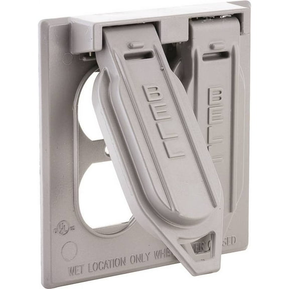 Bell Outdoor Duplex Outlet Plate - Aluminum, Gray, Powder-Coated - 4 Pack, 4.53 In.