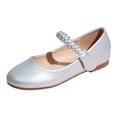 thumbnail image 5 of Girls Mary Jane Dress Shoes Princess Ballet Flat Shoes Braided Strap Casual Slip on School Shoes Silver 13 Little Kid, 5 of 5