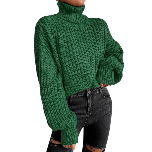 Chandail à Col Roulé pour Femmes Hiver Mode pour Femmes Ample Tricoté Col Roulé Nylon Coton Grande Taille Chandail pour Femmes, Chandail à Col Roulé pour Femmes TG