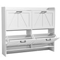 thumbnail image 7 of Farmhouse Shoe Storage Cabinet with 4 Flip Drawers, Freestanding Shoe Organizer with Anti-Tip Design, Narrow Shoe Rack Cabinet for Entryway, Front Door, White, 7 of 7