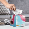 thumbnail image 6 of Lsque Tropical Flamingo Pool Float Printed Tissue Box Cover Holder, Facial Paper Organizer Dispenser,Square with Bottom Belt, PVC Leather Decorative Organizer, 6 of 8