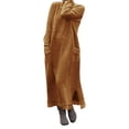 thumbnail image 2 of Joernso Women Fall Spring Dress with Pockets Loose Long Sleeves Slit Hem Pure Color Plus Size Knitted Lace Trim Daily Wear Maxi Dress, 2 of 8