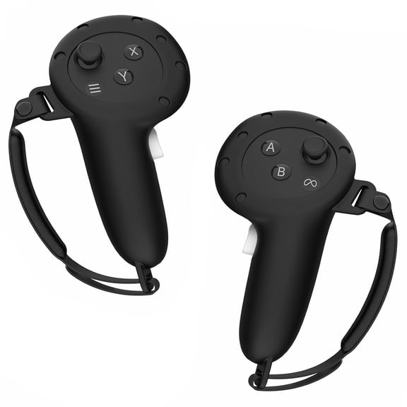 Silicone Controller Cover Compatible with Meta Quest 3/3s, Anti-Throw Handle Sleeve with Adjustable Wrist Knuckle and Signal Hole, VR Touch Controller Grip Cover Black