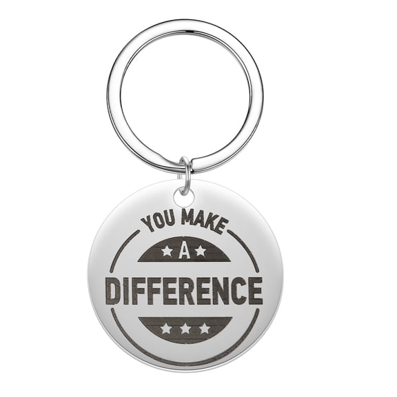 Stainless Steel You Make A Difference KeyChain Thank you Key Chain Initial Letter Birthday Christmas Teacher Gift Keyring