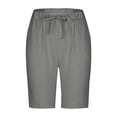 thumbnail image 6 of GUACER Women's Linen Shorts Fashion Bermuda Drawstring Pockets with Hollow Side Beach Shorts, 6 of 9