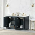 thumbnail image 2 of Gazsi 60" Double Bathroom Vanity Set in Charcoal Blue with Grain White Composite Stone Countertop without Mirror, 2 of 9