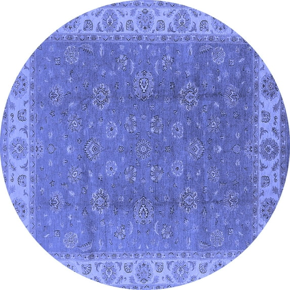 Ahgly Company Indoor Round Oriental Blue Traditional Area Rugs, 7' Round