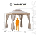 thumbnail image 3 of Sunjoy 8’ x 8’ Outdoor Patio Gazebo, Outdoor Backyard Modern 2-Tier Steel Frame Soft Top Gazebo with Mesh Netting - Grey & Khaki, 3 of 12