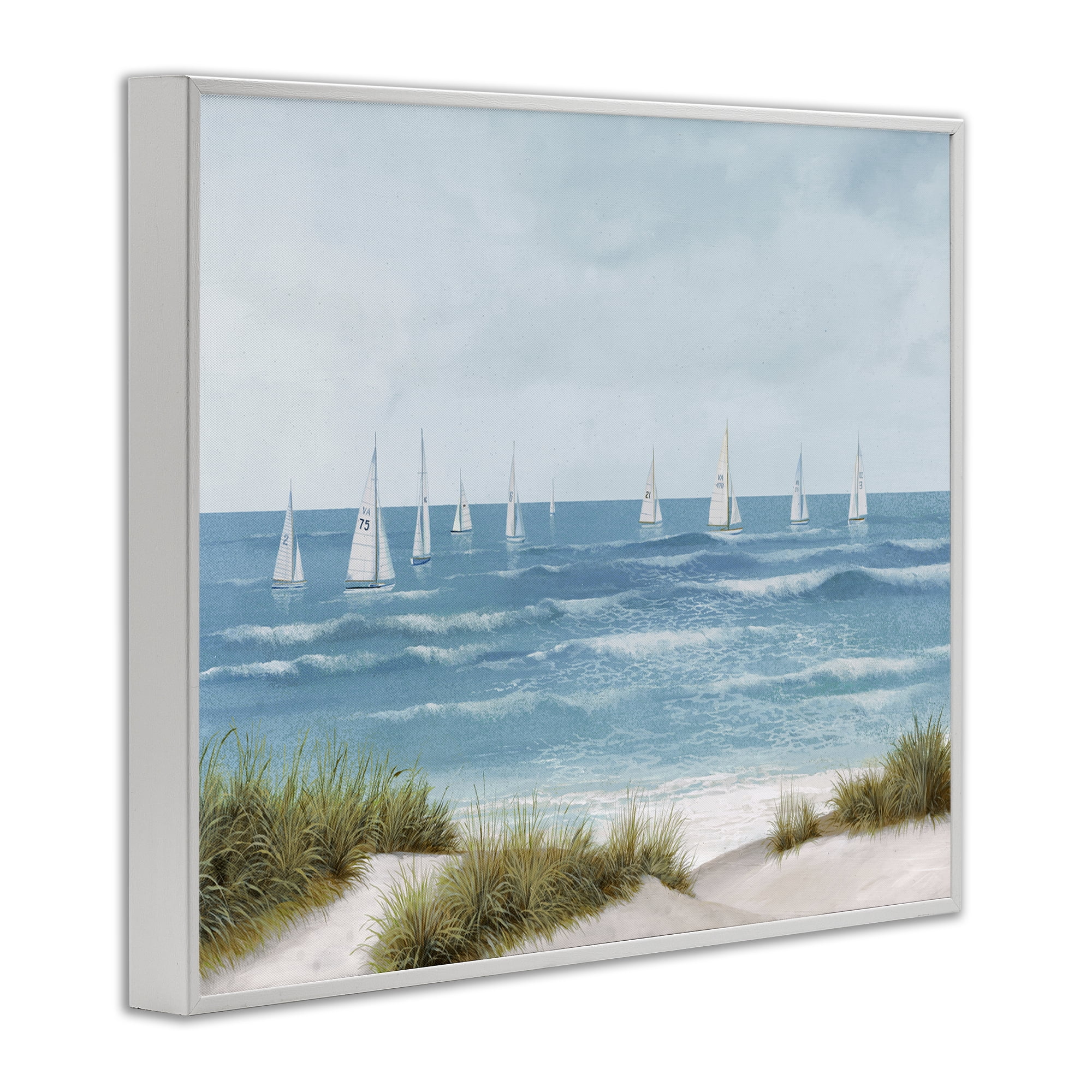 Stupell Industries Sail Away Seaside Boats White Framed Giclee Art, design by Lorenzo Collective