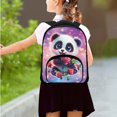thumbnail image 3 of Binienty Panda Backpack for Girls with Lunch Box and Pencil Case 3 Pieces Rose Flower School Bookbag Little Girls 12 In School Bag with Front Compartment, 3 of 8