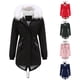 thumbnail image 3 of Chaqueta de algodón de talla grande para mujer, de longitud media y larga, con forro polar, chaqueta de invierno cálida y holgada para mujer con cuello de piel, 3 of 6