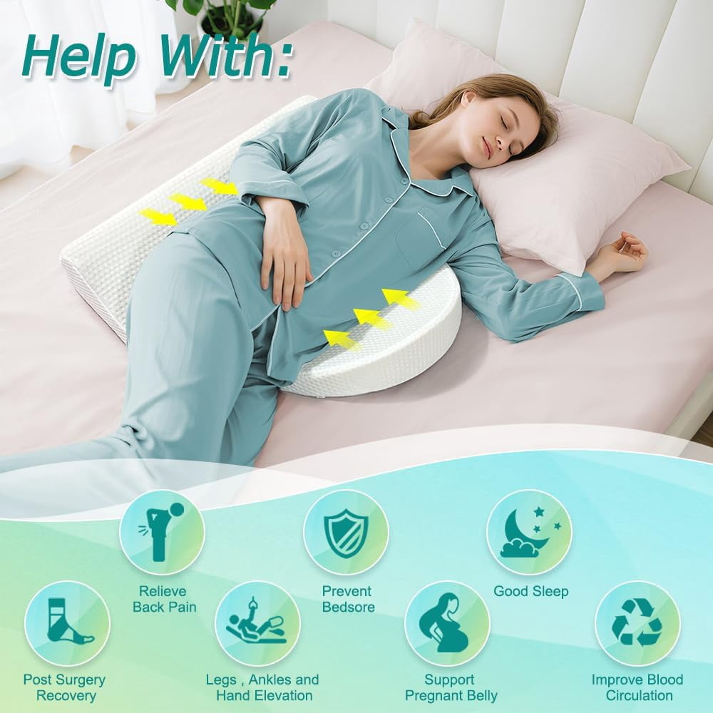 Bedsore Turning Wedge Pillow for Bed Sores Positioning Wedges Medical Pillows for Side Sleeping Pressure Ulcer Cushion Incline Foam Wedge for After Surgery Bedridden Elderly (23.6" Long)