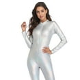 thumbnail image 4 of HDE Womens Cat Suit Bodysuit Front Zipper Wet Look Latex Jumpsuit (XXX-Large, Holographic), 4 of 6