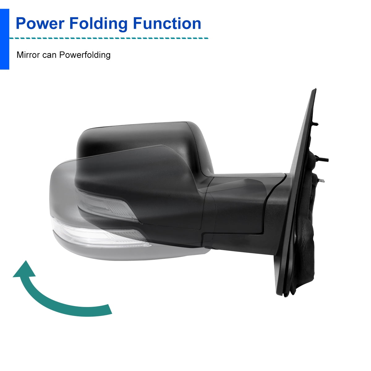 Spec-D Tuning Black Power Fold Heated + LED Signal + Blind Spot Monitor Right Passenger Side Mirror Compatible with 2019-2024 Ram 1500, Left + Right Pair