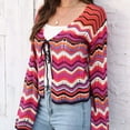 thumbnail image 6 of Drses Women's Fall Rainbow Cardigan - Color Block Striped Long Sleeve Open Front Knit Sweater Coat, 6 of 9