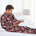 thumbnail image 6 of Yiaed Lilies Flowers Print Men’s Pajamas Set - Long Sleeve Button Down Sleep Shirt and Pajama Bottoms Sleepwear Set Mens Pjs Sets Men's Pajama Bottoms-XX-Large, 6 of 7