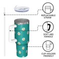 thumbnail image 4 of 40oz Tumbler with Handle and Straw, Vacuum Insulated Stainless Steel Travel Mug, Fits Car Cup Holder, Daisy Floral Print, 4 of 6