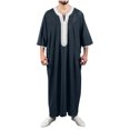 thumbnail image 2 of Aueoeo Men's Robe Muslim Clothes Loose Fits Dresses Long Sleeve Casual Formal Dubai Thobe Ramadan Middle Islamic Cloth Shirt Gown, 2 of 4
