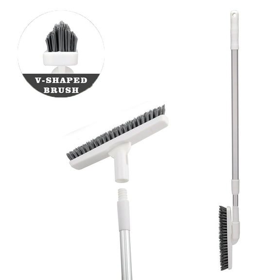 Mascarry Retractable Alloy Pole Bathroom Tub Tile Floor Corner Scrub Brush Cleaning Brush