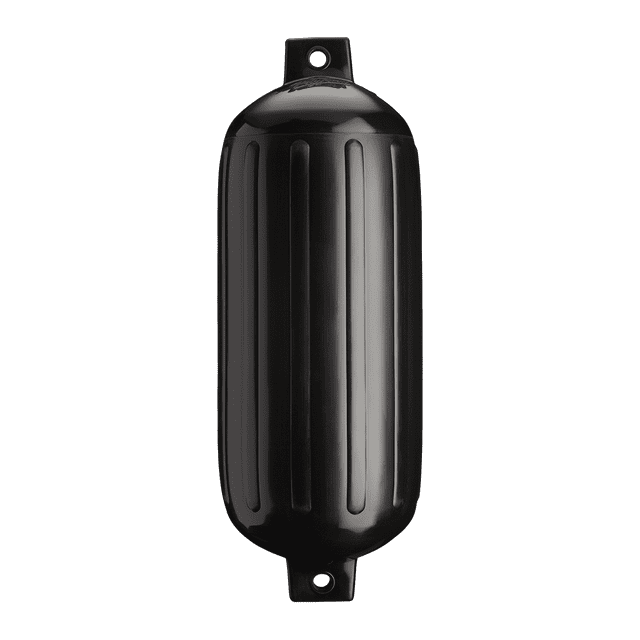 Polyform Boat Fender 71-201-180 G-6 Black; Ribbed; Cylinder; Twin Eye Design; Black; PVC; Single