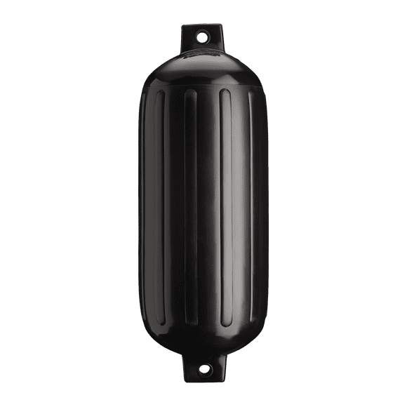 Polyform Boat Fender 71-201-180 G-6 Black; Ribbed; Cylinder; Twin Eye Design; Black; PVC; Single