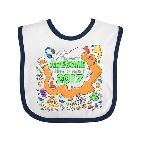

Inktastic The Most Awesome Kids are Born in 2017 Gift Baby Boy or Baby Girl Bib