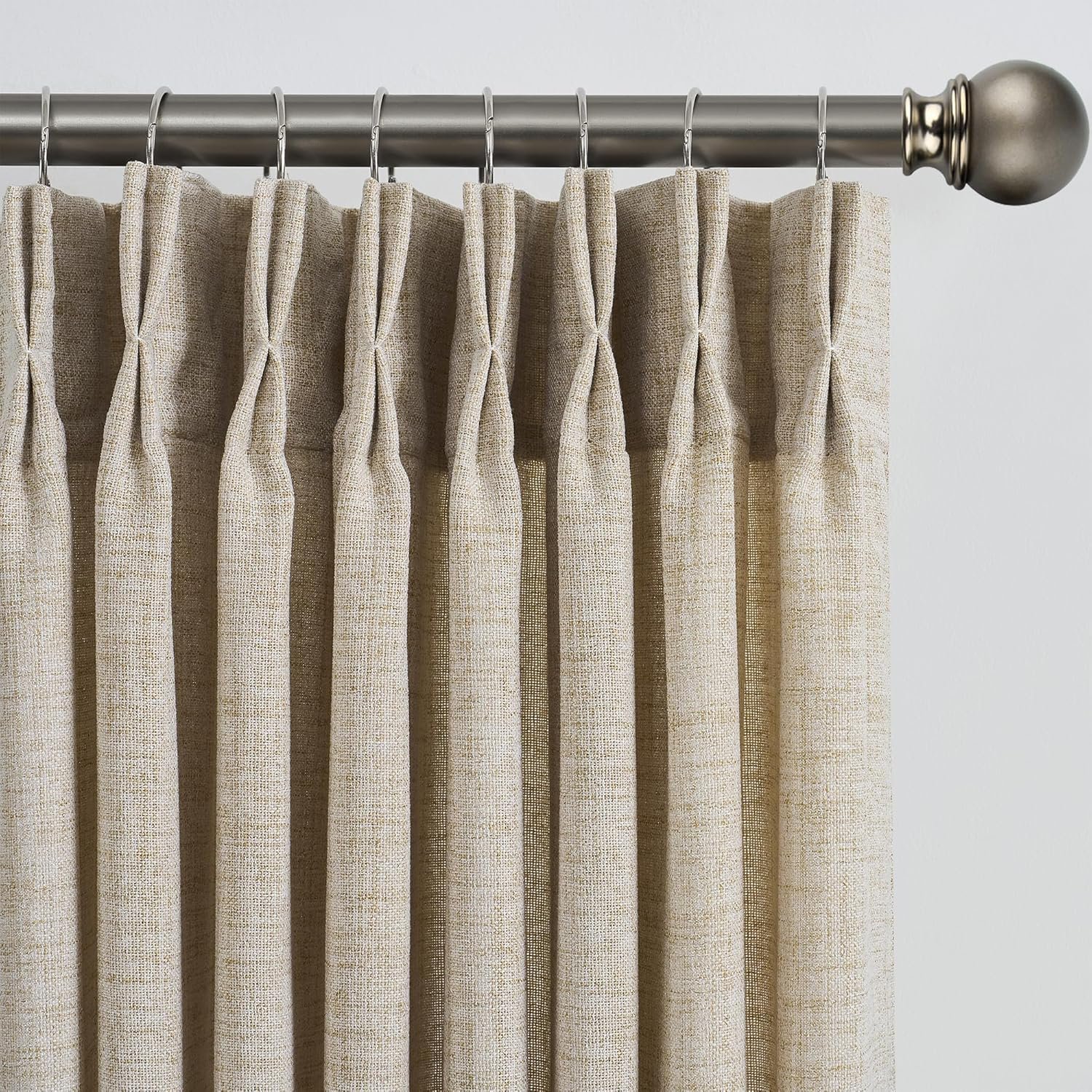 Pinch Pleated Sheer Curtains 45 Inches Long, Light Filtering Drapes for Bedroom Nursery Privacy Pinch Pleated Back Tab Semi Sheer Curtain Panels 2 Panels Beige Color 42x45