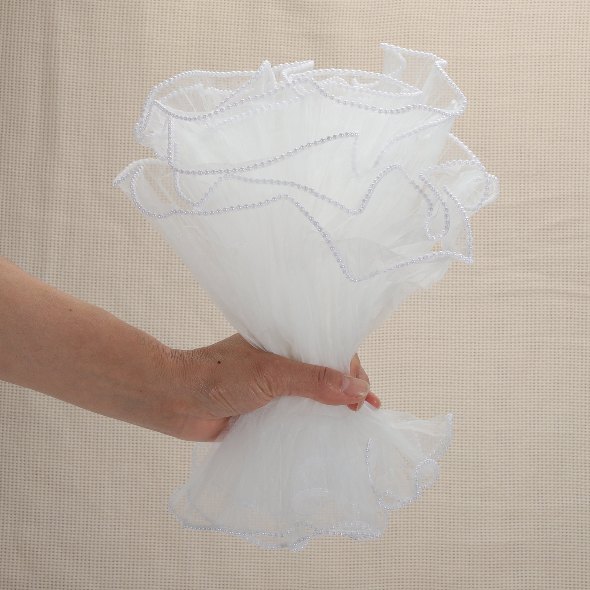Unique Bargains Faux Pearls Edge Flower Wrap Paper for All Occasions 1 Pc White
