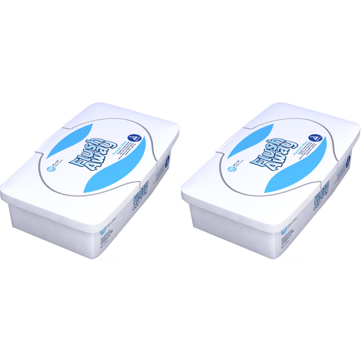2 Pack Dynarex Flush Away Flushable Baby Wipes 9"x13" 1321 60 Wipes