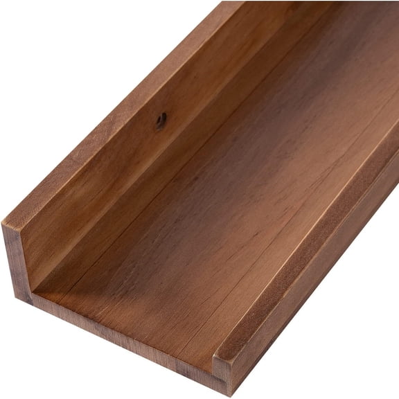 48 Inch Wood Photo Picture Ledge Shelf, Light Walnut Wall Floating Nursery Book Shelves, Wall Mount Hanging Display Shelves for Bedroom Office Bathroom Living Room Décor, 3 Same Sizes
