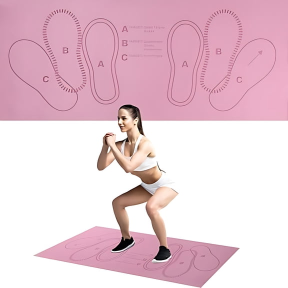 Squat Mat with Foot Position,Large Squat Target Pad 30'' X 13.8'',4mm Thickness Squat Mat Foot Positioning, Exercise Mat for Squats, Leg and Abdominal Workouts Pink