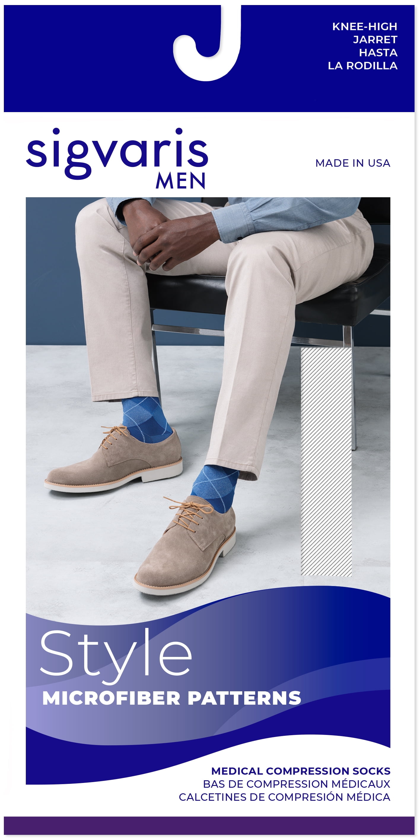 Sigvaris Style 832 Microfiber Patterns Men's 20-30 Knee High